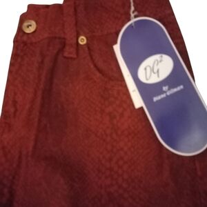 DG2 By Diane Gilman Red Reptile Print Denim Pants, Size 6P, NWT